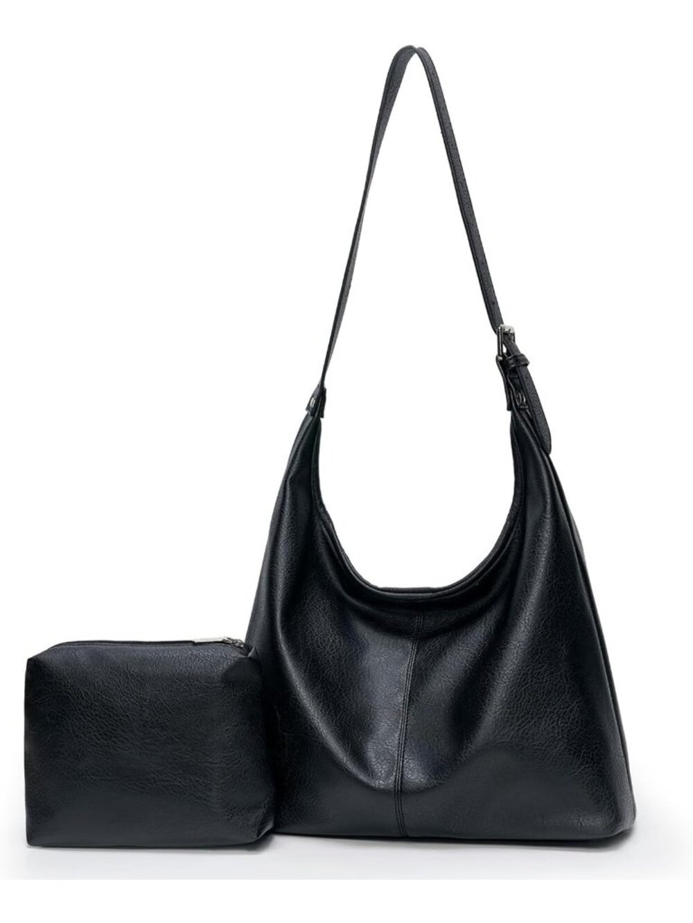 Vegan Leather Slouchy Hobo Bag for Women, Stylish Shoulder Tote with Pouch